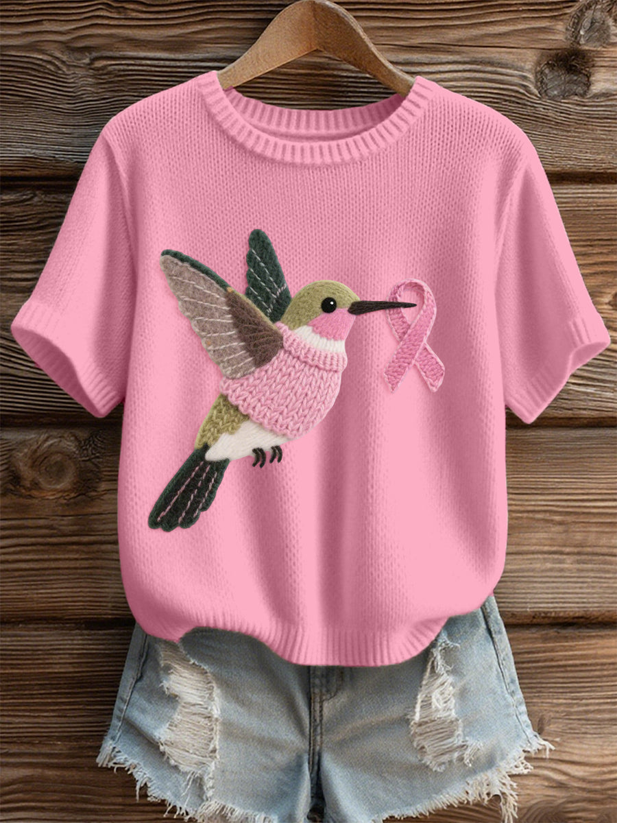 Padrão colibri feminino sentiu arte aconchegante Top de malha