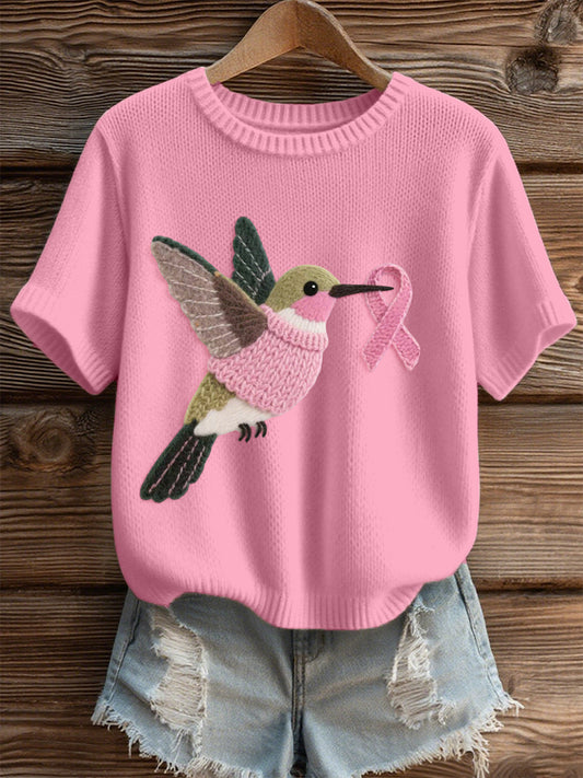 Padrão colibri feminino sentiu arte aconchegante Top de malha