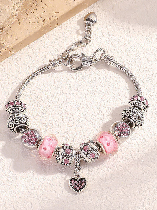Pulseira rosa câncer de mama feminino