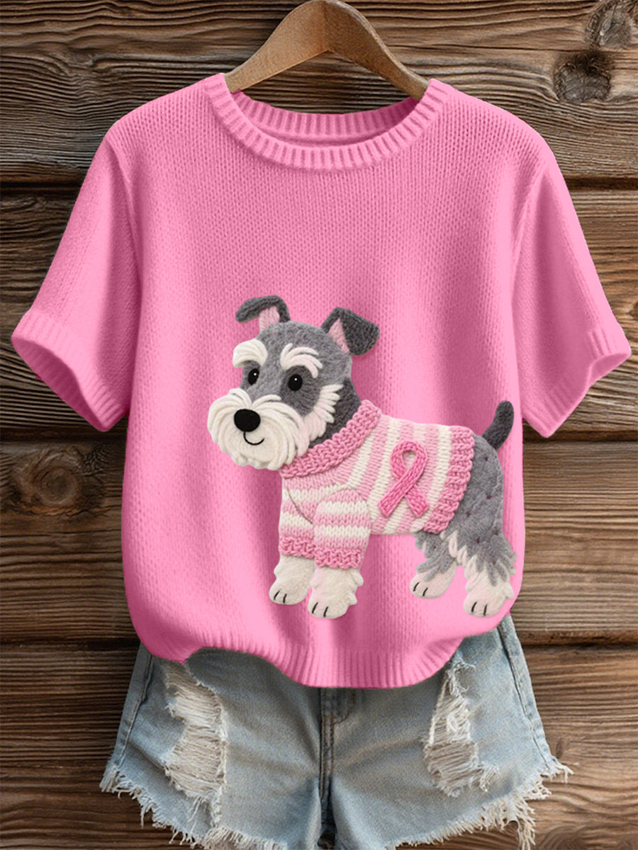 Feltro arte cão Schnauzer padrão feminino Cozy Knit Top