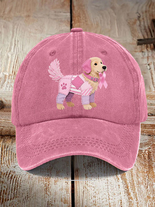 Unisex rosa cão rosa fita mama câncer consciência apoio chapéu
