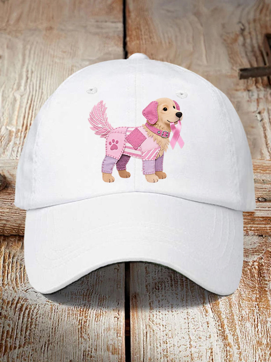 Unisex rosa cão rosa fita mama câncer consciência apoio chapéu