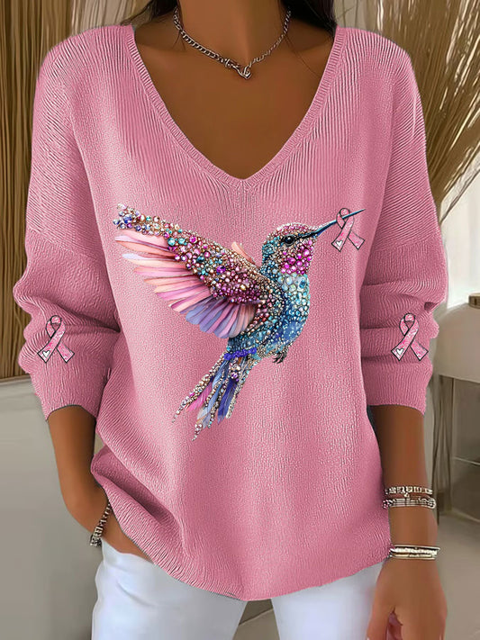 Câncer de mama feminino consciência colibri impressão Casual Top