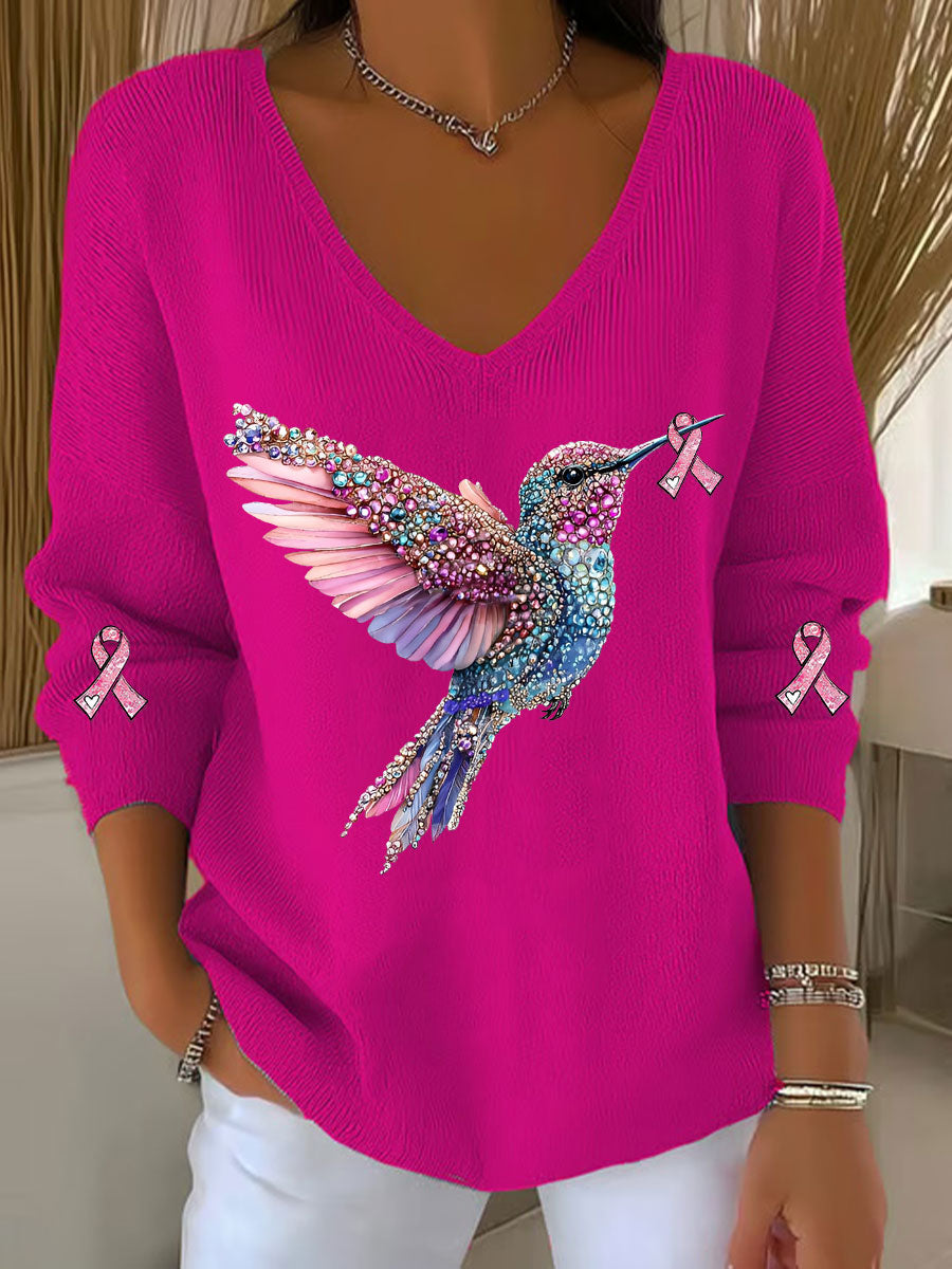 Câncer de mama feminino consciência colibri impressão Casual Top