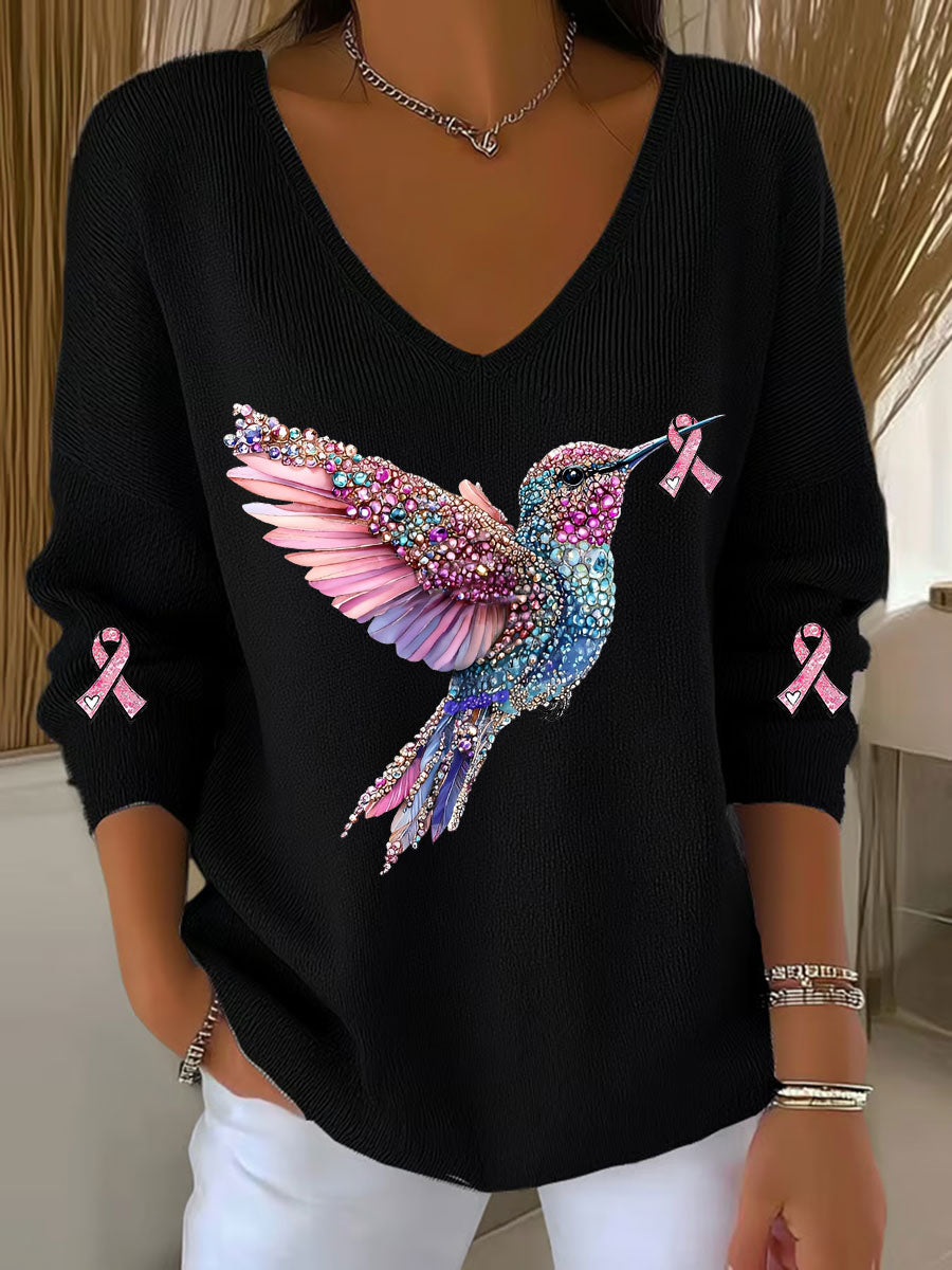 Câncer de mama feminino consciência colibri impressão Casual Top