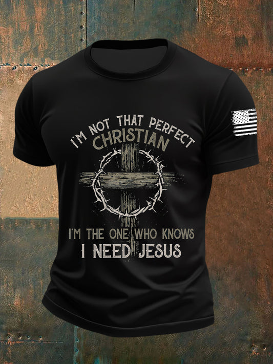 Eu não sou tão perfeito Christian mangas curtas T-shirt dos homens