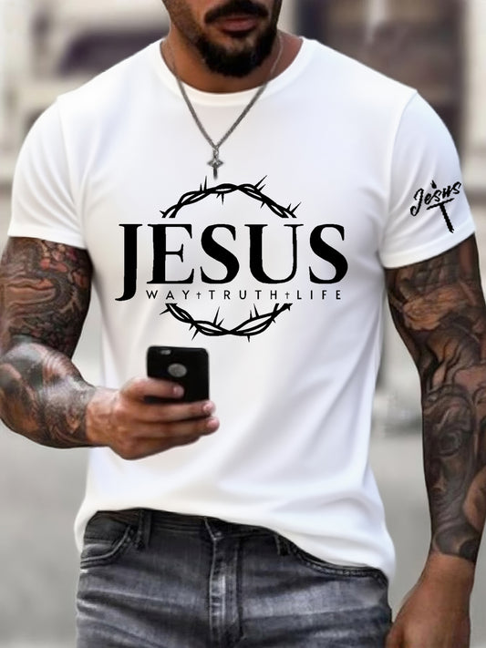 Jesus Faith Cross homens impressão Casual manga curta t-shirt