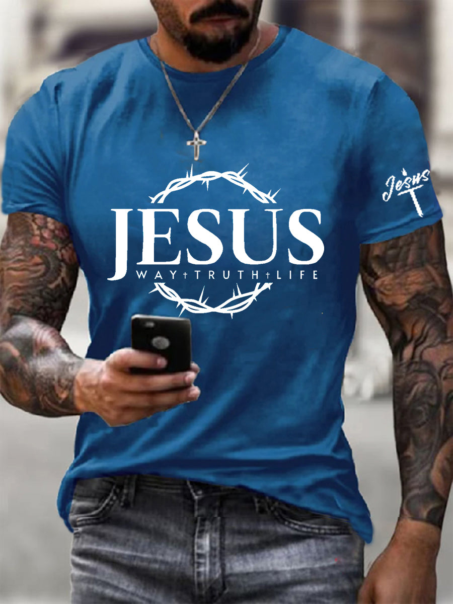 Jesus Faith Cross homens impressão Casual manga curta t-shirt