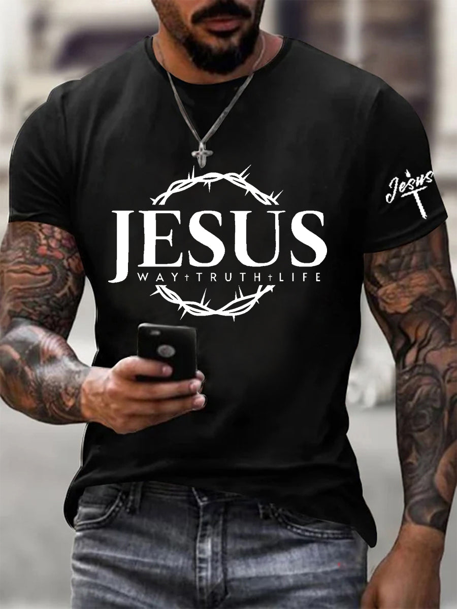 Jesus Faith Cross homens impressão Casual manga curta t-shirt