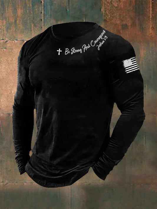 Homens Seja Forte E Corajoso T-shirt De Manga Longa
