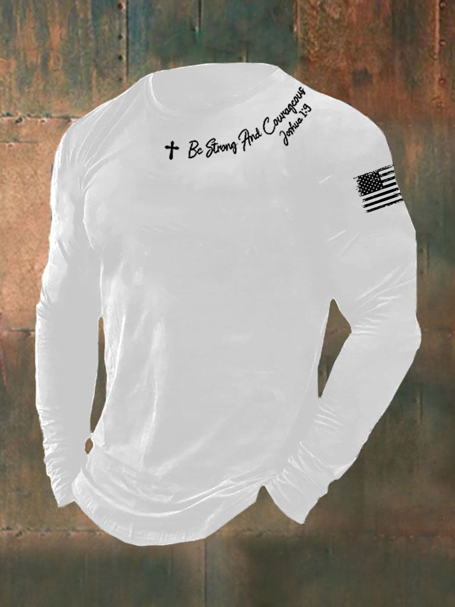 Homens Seja Forte E Corajoso T-shirt De Manga Longa