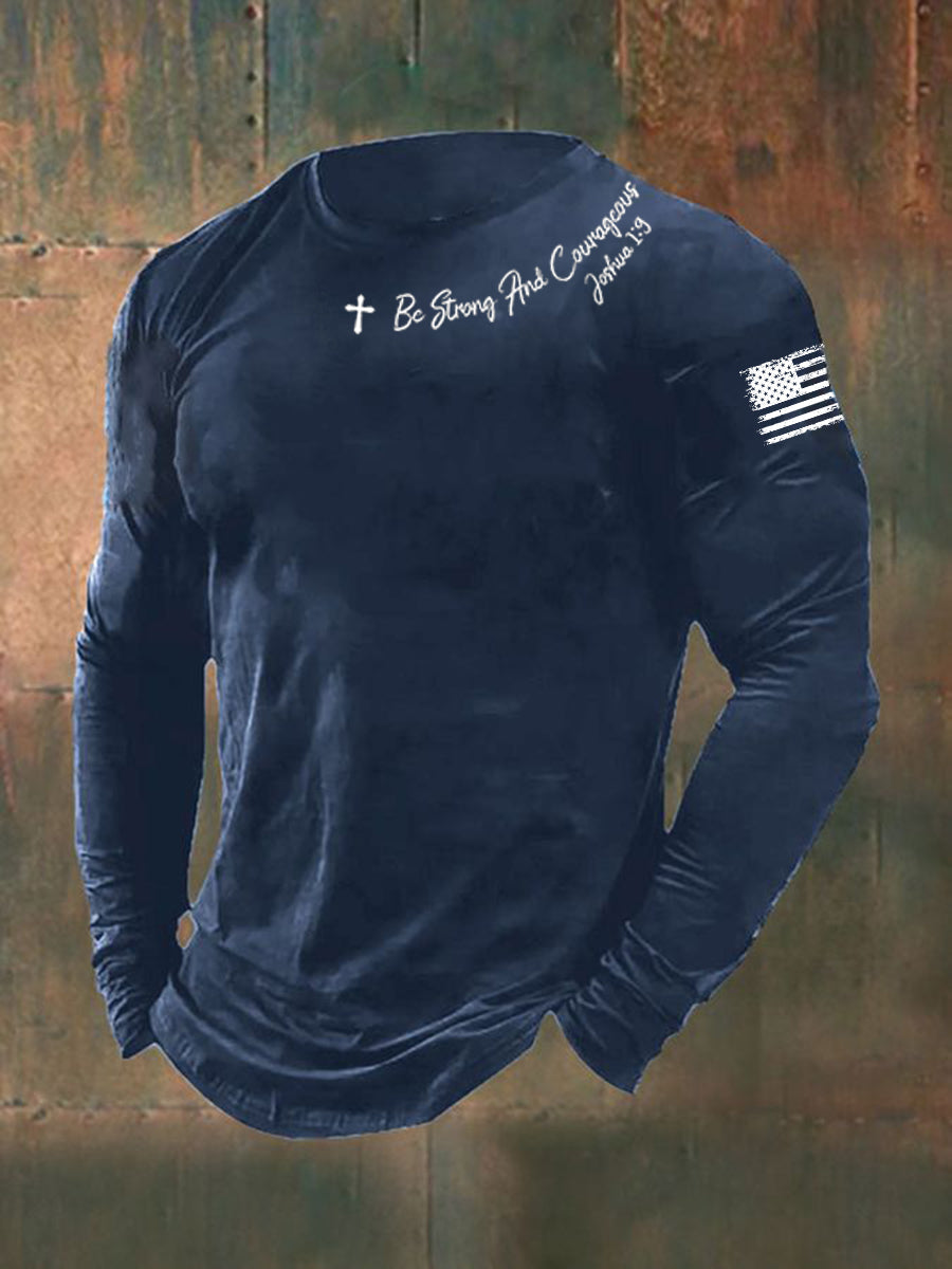 Homens Seja Forte E Corajoso T-shirt De Manga Longa