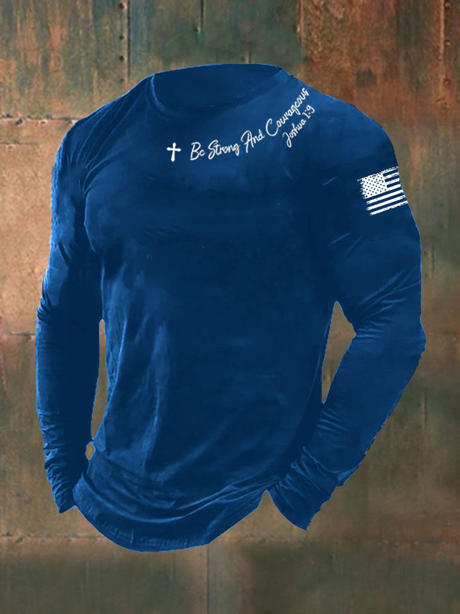 Homens Seja Forte E Corajoso T-shirt De Manga Longa