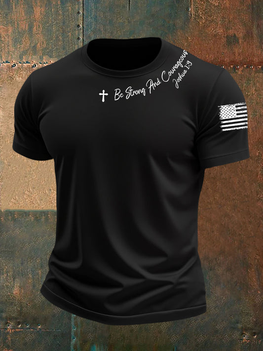 Ser T-shirt de mangas curtas fortes e corajosos masculino