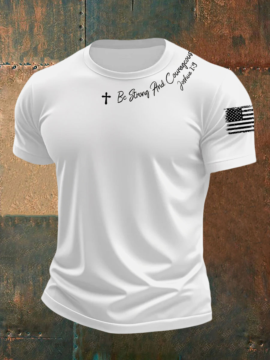 Ser T-shirt de mangas curtas fortes e corajosos masculino