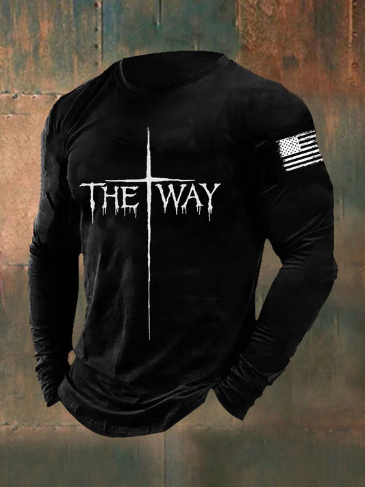 T-shirt de manga comprida dos homens The Way Cross