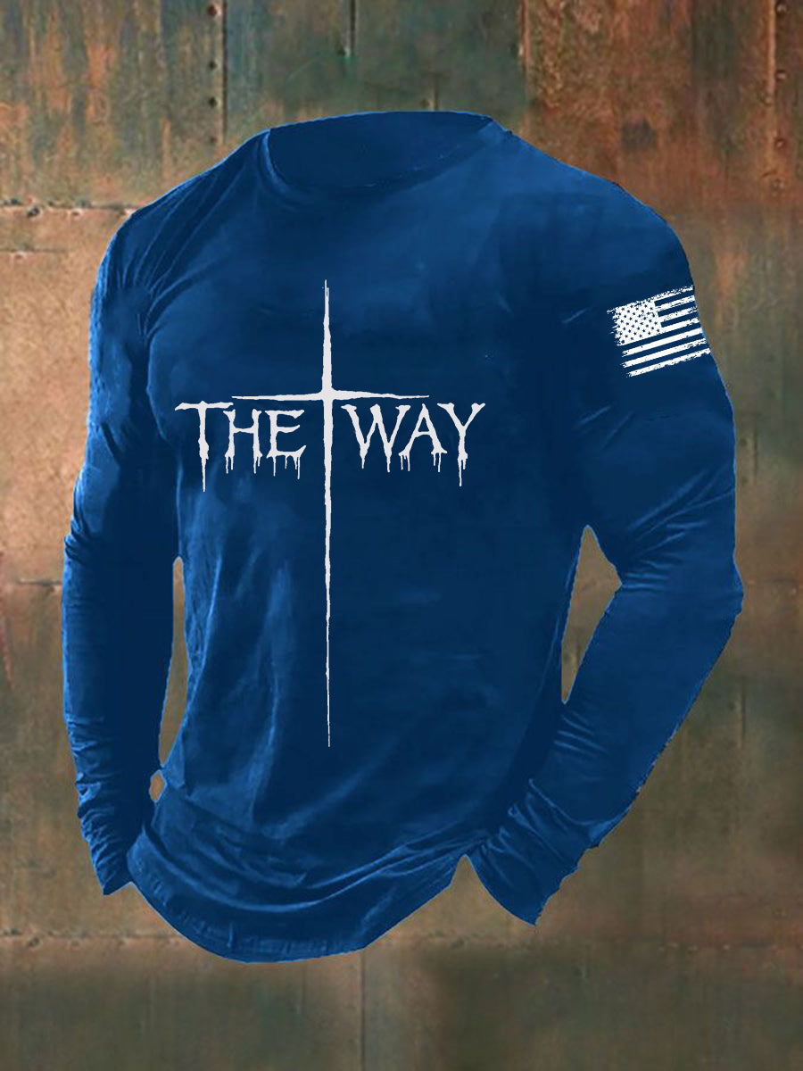 T-shirt de manga comprida dos homens The Way Cross