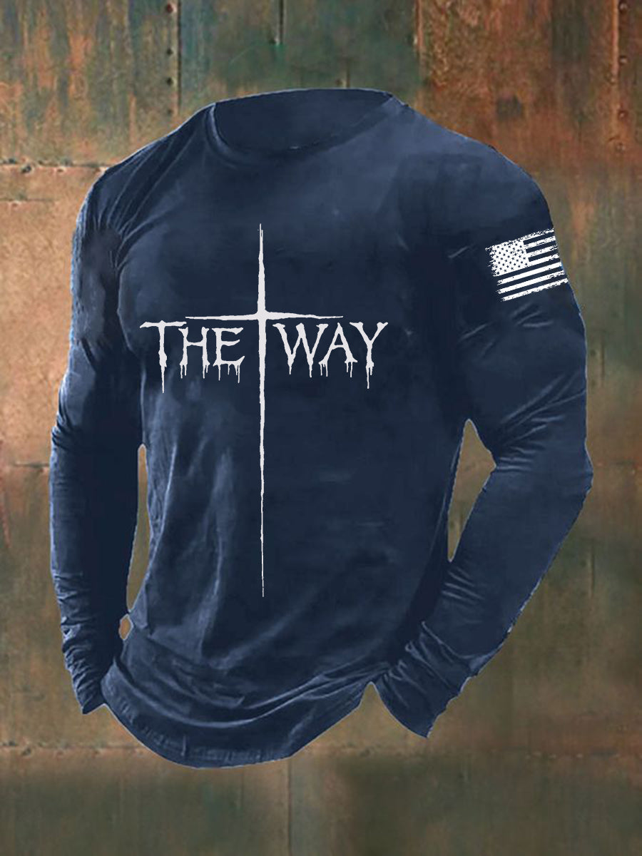 T-shirt de manga comprida dos homens The Way Cross