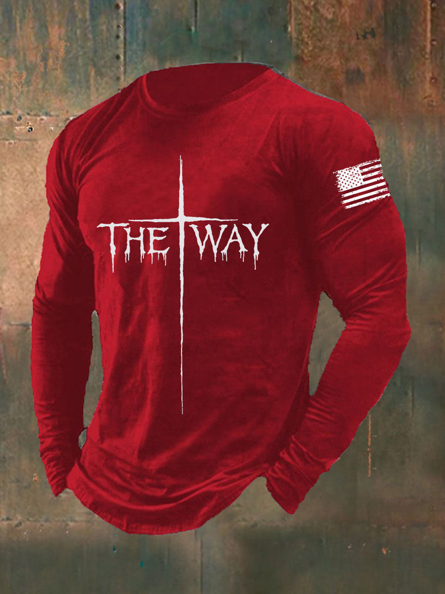 T-shirt de manga comprida dos homens The Way Cross