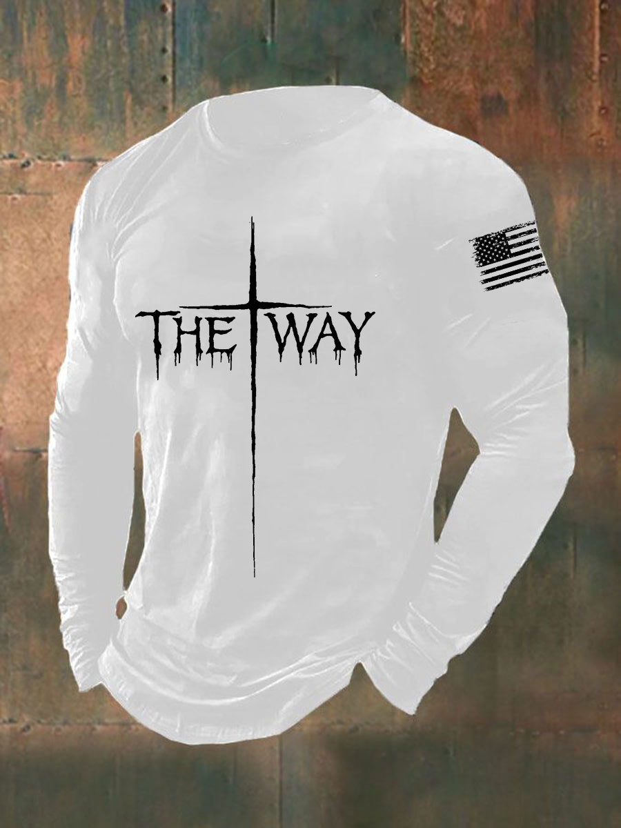 T-shirt de manga comprida dos homens The Way Cross