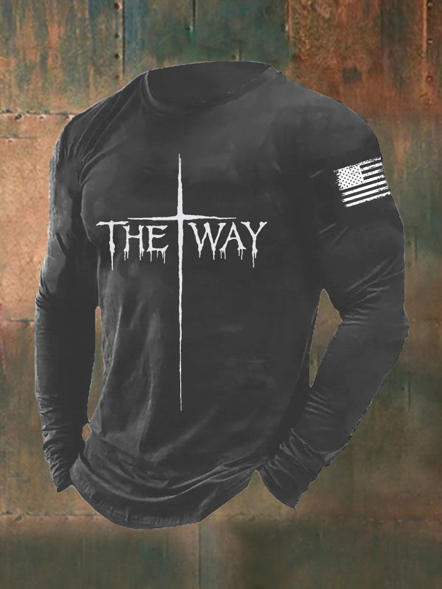 T-shirt de manga comprida dos homens The Way Cross