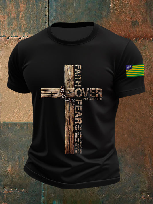 Camiseta Casual Masculina Fé Brasileira Vintage