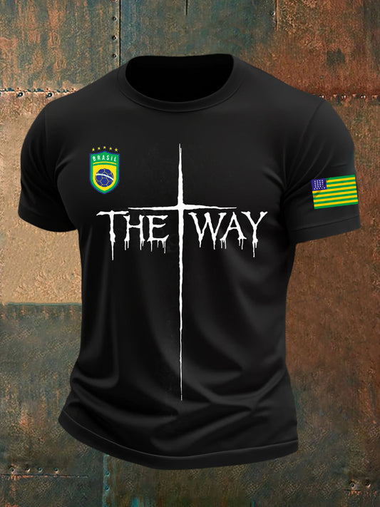 Camiseta Casual Masculina Fé Brasileira Vintage
