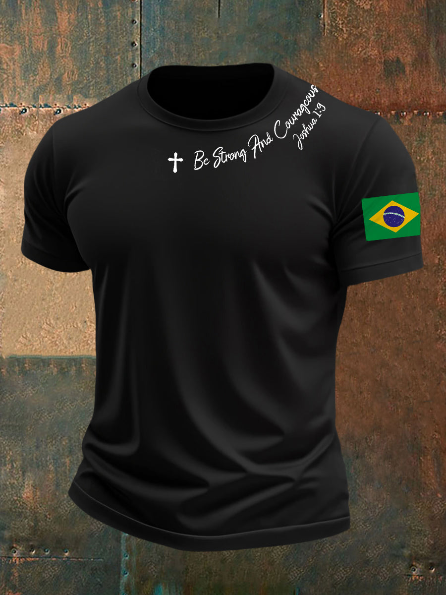 Camiseta Casual Masculina Fé Brasileira Vintage