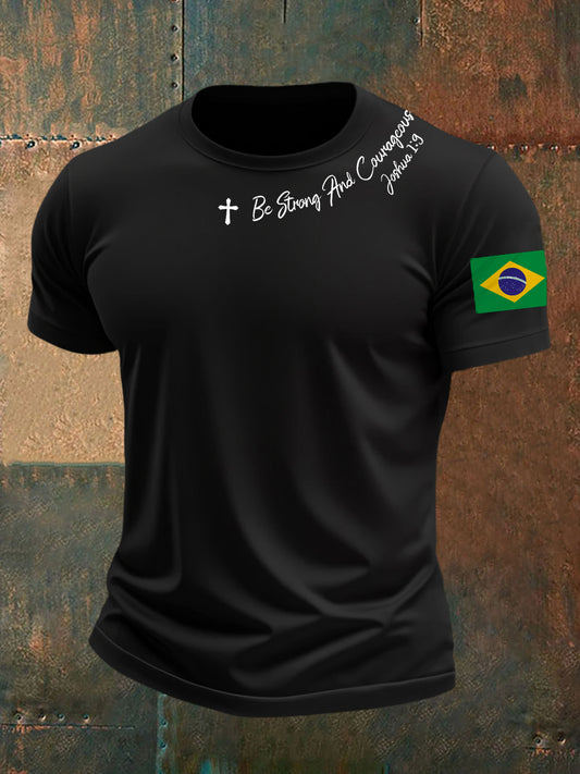 Camiseta Casual Masculina Fé Brasileira Vintage