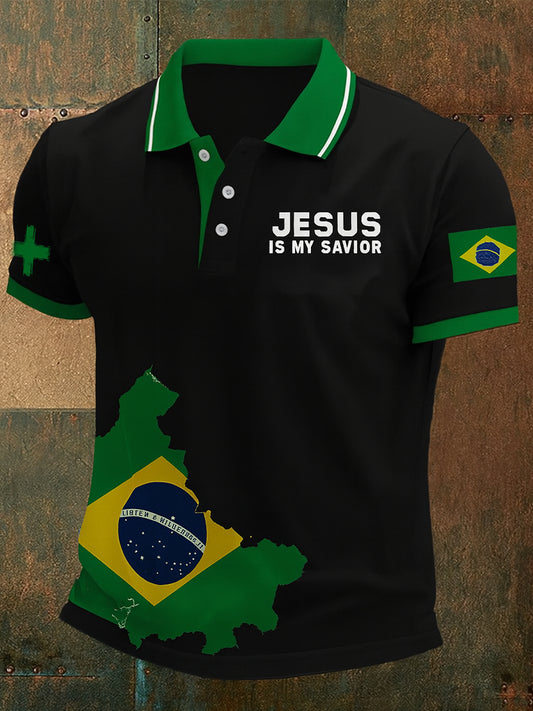Camisa Polo Casual Fé Brasileira Vintage dos homens