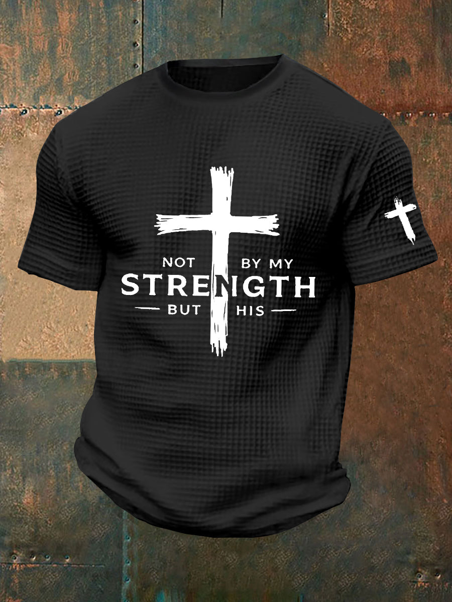 Homens não são pela minha força mas sua camiseta estampada Waffle