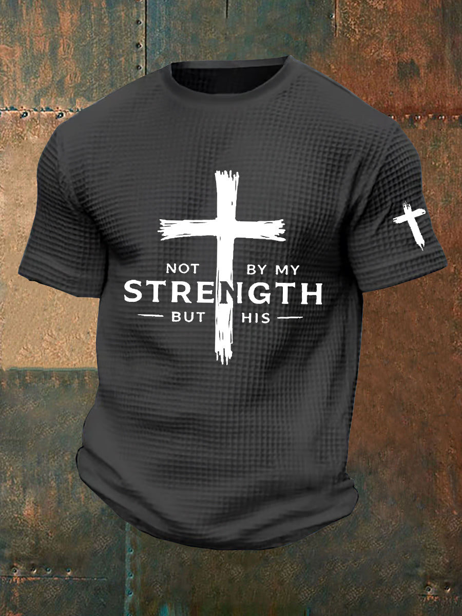 Homens não são pela minha força mas sua camiseta estampada Waffle