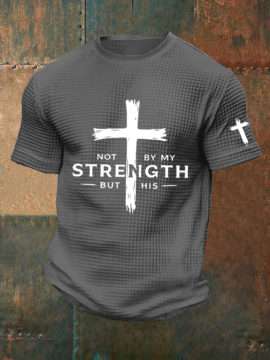 Homens não são pela minha força mas sua camiseta estampada Waffle