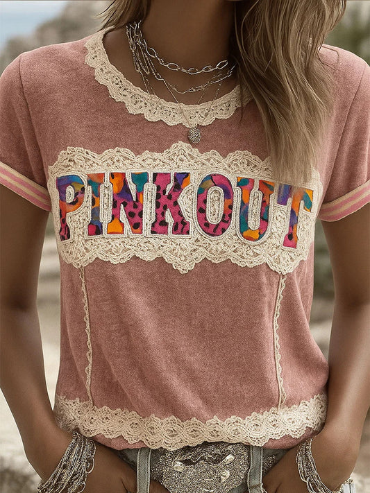 Consciência do câncer de mama feminino Pink Out camiseta casual impressão