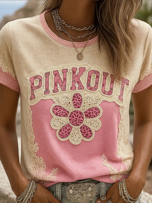 Consciência do câncer de mama feminino Pink Out camiseta casual impressão