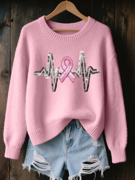 Câncer de mama feminino consciência batimento coração fita rosa Tops