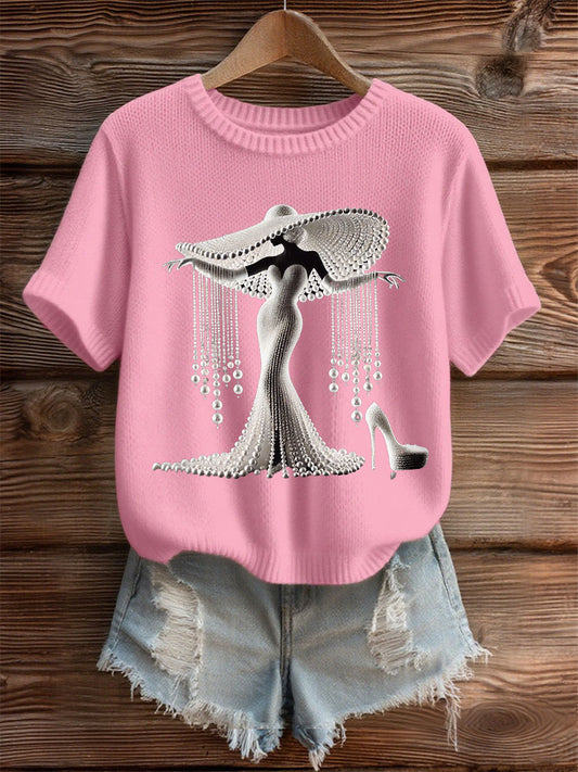 Câncer de mama feminino Pearl Art Cozy Top malha