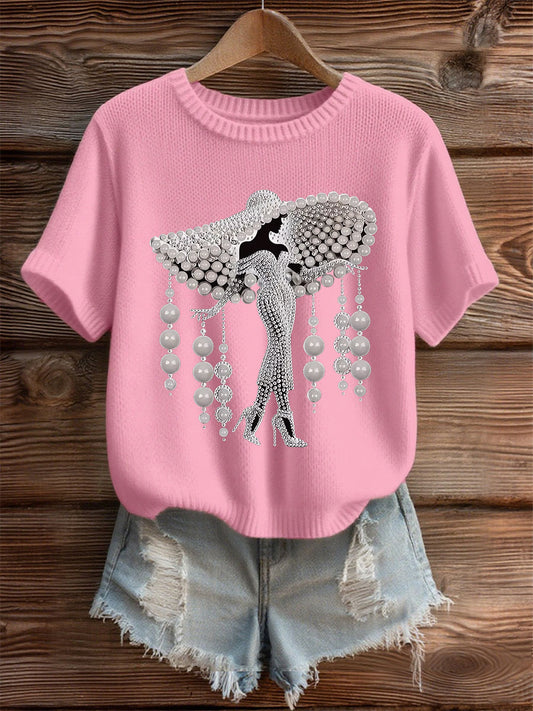 Câncer de mama feminino Pearl Art Cozy Top malha
