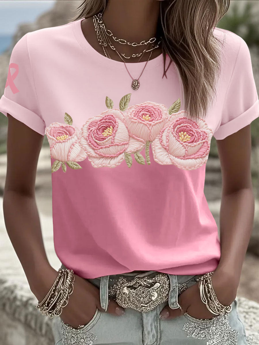 Consciência do câncer de mama feminino rosa camisetas rosas