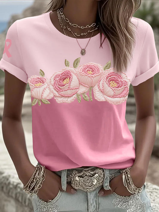 Consciência do câncer de mama feminino rosa camisetas rosas