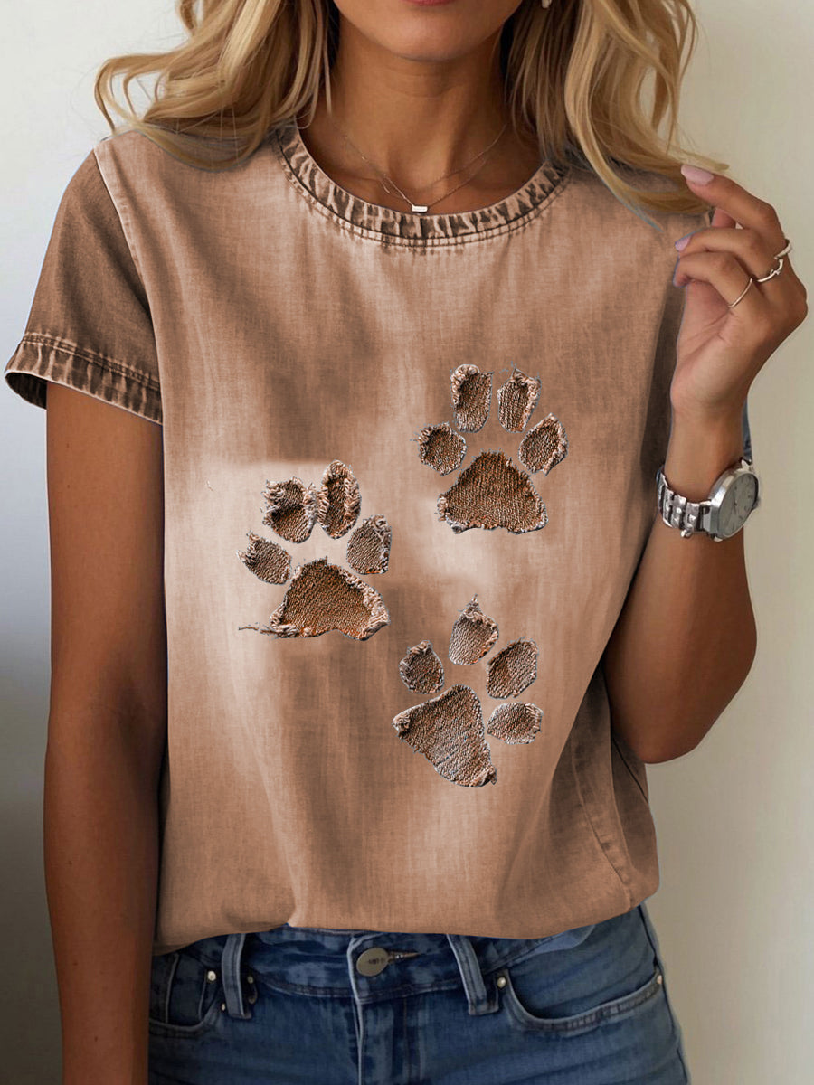 T-shirt Denim Paw feminina
