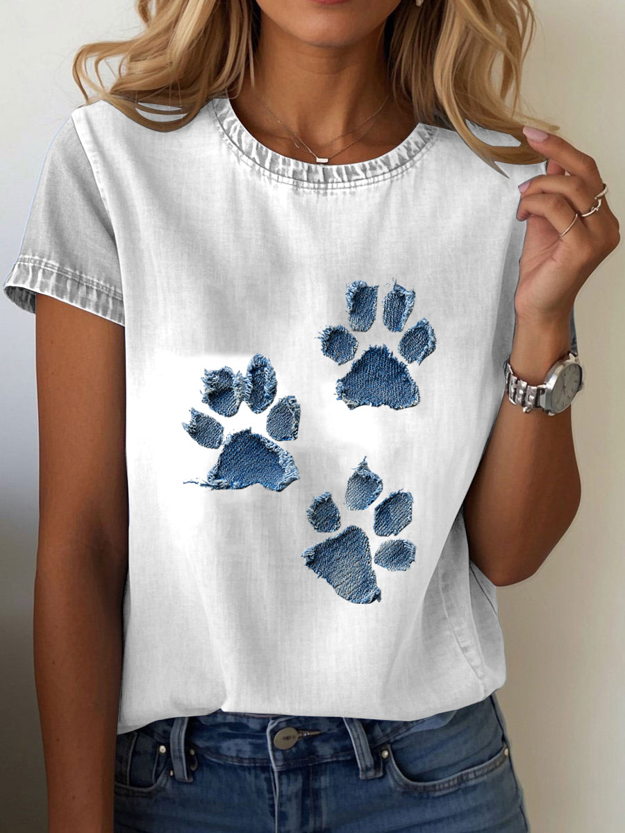 T-shirt Denim Paw feminina