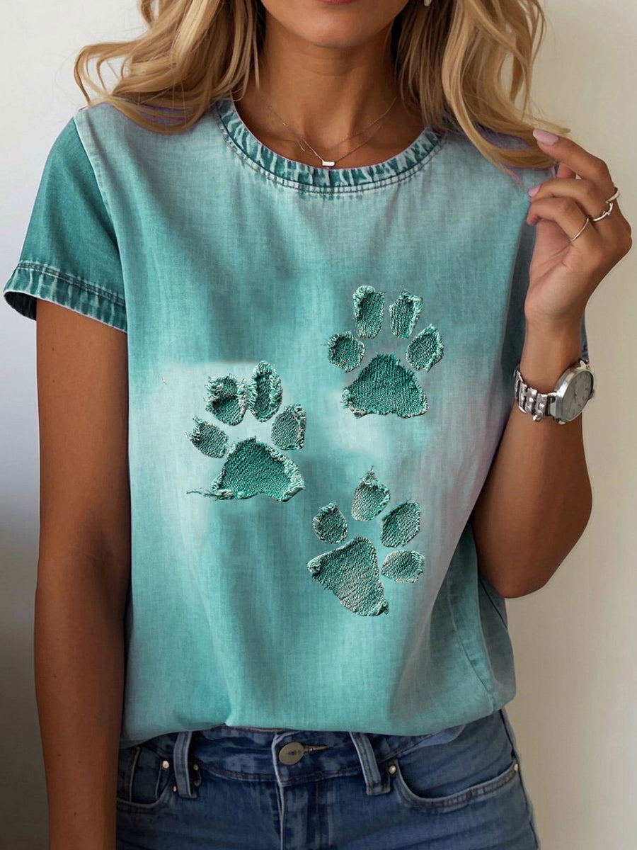 T-shirt Denim Paw feminina