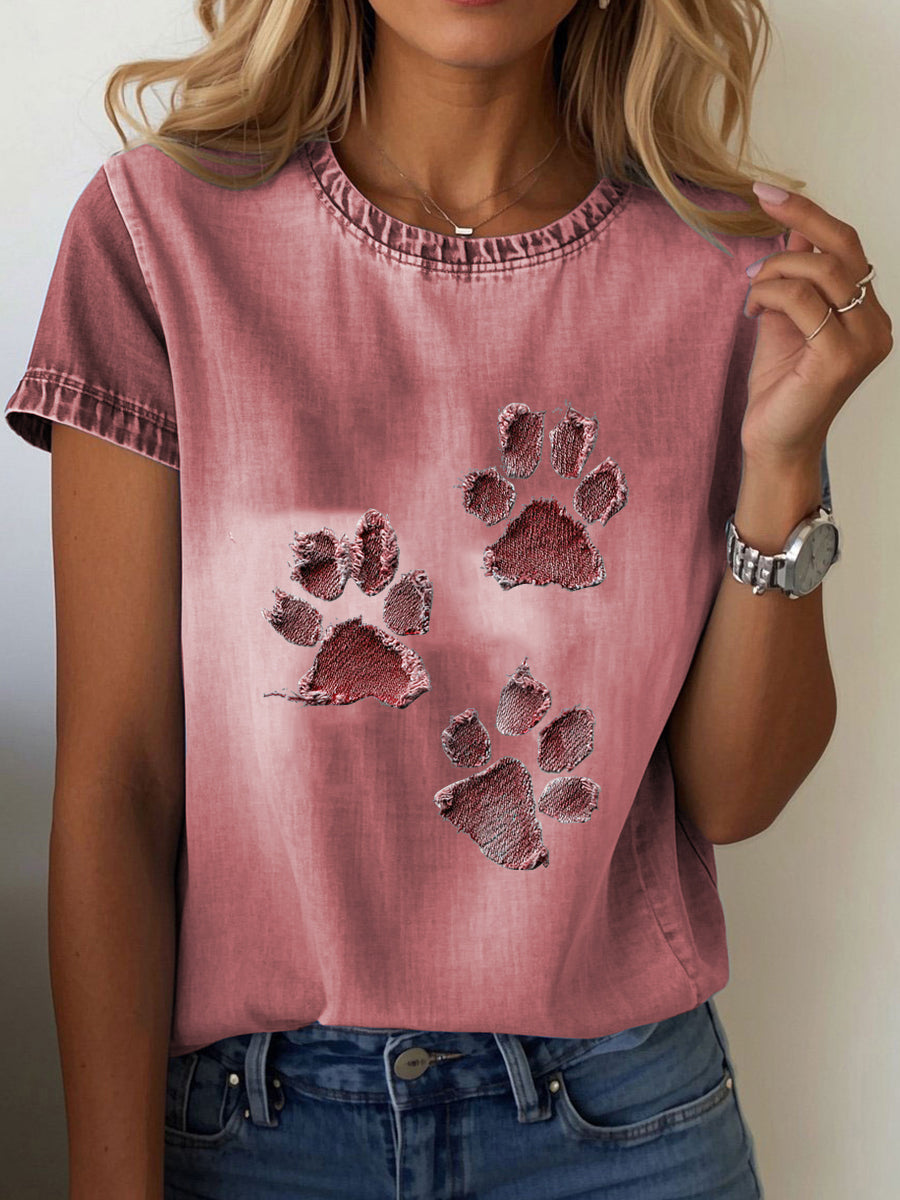 T-shirt Denim Paw feminina