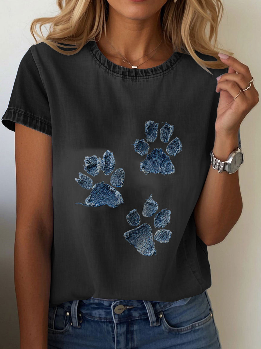 T-shirt Denim Paw feminina