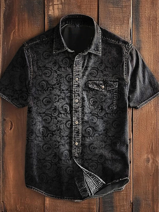 Unisex masculino punk gótico gradiente redemoinho padrões de impressão abstrata casual manga curta bolso camisa