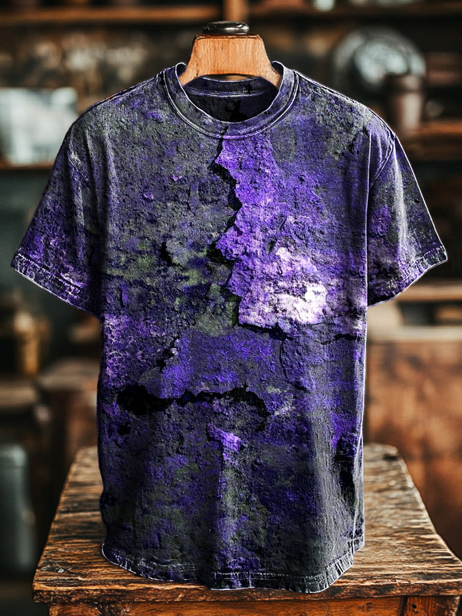 Unisex Retro Envelhecido Rust Impresso Casual Loose Short Sleeve T-shirt