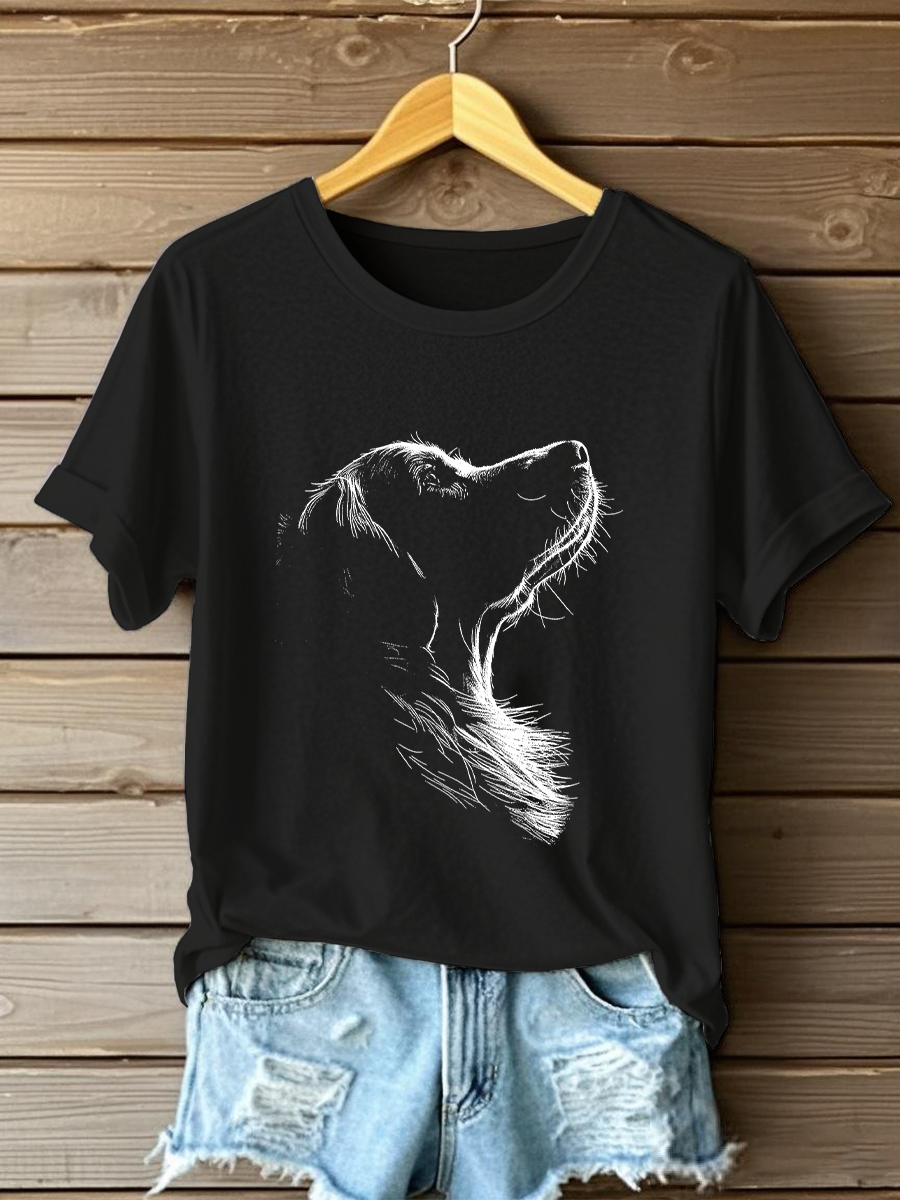 T-shirt Casual impressa Golden Retriever das mulheres