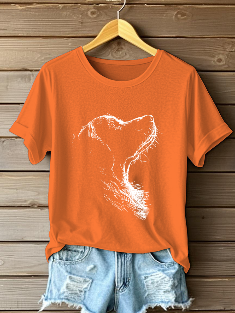 T-shirt Casual impressa Golden Retriever das mulheres