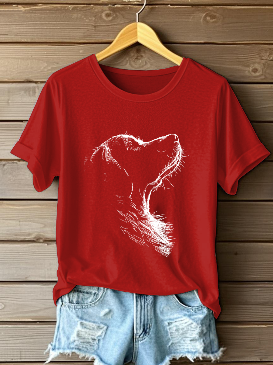 T-shirt Casual impressa Golden Retriever das mulheres